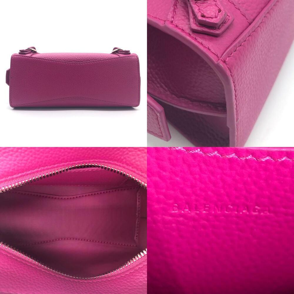 Balenciaga NEO CITY Crossbody Bag Magenta Red silver leather - Picture 4 of 5
